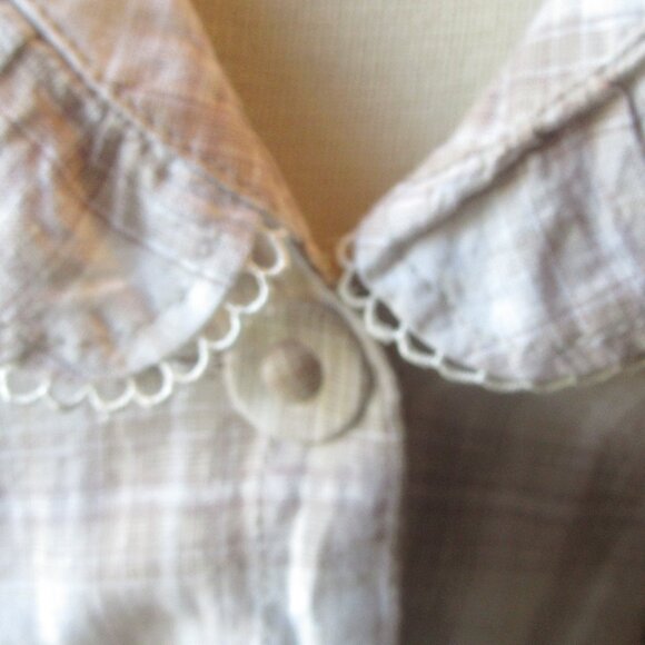 NWT Tan and White Plaid Ruffled Peplum Belted Jacket by Jolt Size M - Picture 14 of 15